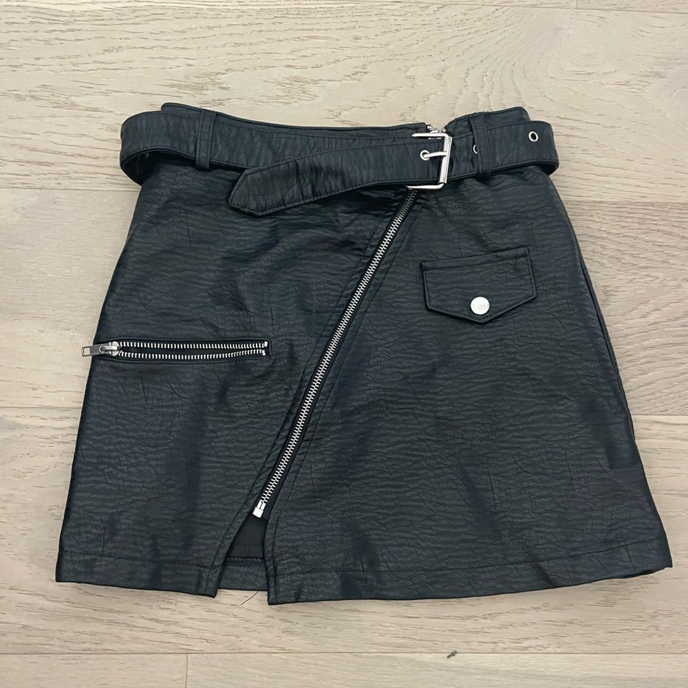 Princess Polly Black Leather Skirt